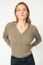 Relena Rib Polo Knit | Falcon | Strik fra Mos Mosh
