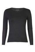 Isa Ls Lace Sleeve Blouse | Black Wavy Lines | Mesh bluse fra Liberté