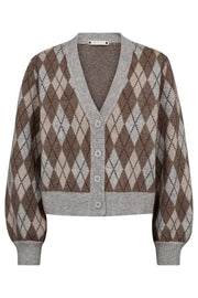 Row Check Cardigan 32212 | Walnut | Strik fra Co'couture