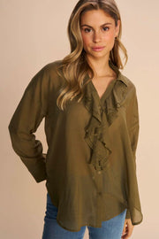 Jelena Voile Shirt | Burnt Olive | Skjorte fra Mos Mosh
