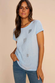 Laura O-SS Glam Tee | Cashmere Blue | T-shirt fra Mos Mosh