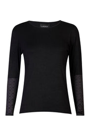 Isa Ls Lace Sleeve Blouse | Black Small Big Hearts | Mesh bluse fra Liberté