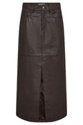 Phoebe Leather Slit Skirt 34074 | Mocca | Nederdel fra Co'couture