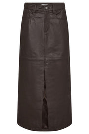 Phoebe Leather Slit Skirt 34074 | Mocca | Nederdel fra Co'couture