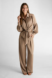 Alessandra Heavy Sateen Pants | Dark Taupe | Bukser fra Neo Noir