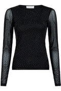Basira Stone Mesh Blouse | Black | Bluse fra Neo Noir