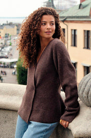 Marie Louise Knit Cardigan | Brown Melange | Strik fra Neo Noir