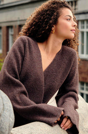 Marie Louise Knit Cardigan | Brown Melange | Strik fra Neo Noir