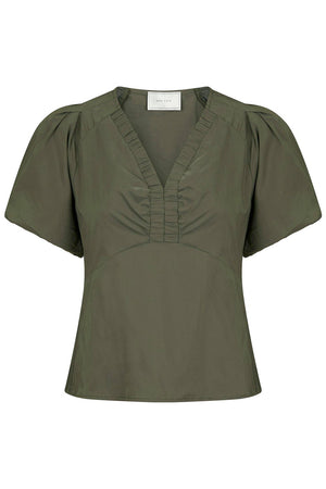 Irina Popeline Bluse | Armee | Blau von Neo Noir
