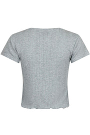 Lonnie Pointelle Top 162506 | Light Grey | Bluse fra Neo Noir