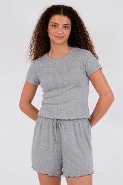 Lonnie Pointelle Top 162506 | Light Grey | Bluse fra Neo Noir