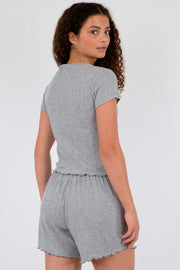 Lonnie Pointelle Top 162506 | Light Grey | Bluse fra Neo Noir