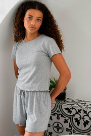 Lonnie Pointelle Top 162506 | Light Grey | Bluse fra Neo Noir