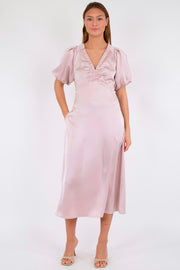 Illana Heavy Sateen Dress | Dusty Rose | Kjole fra Neo Noir