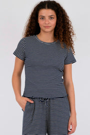 Lonnie Stripe Tee 162882 | Dark Navy | T-Shirt fra Neo Noir