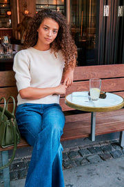 Martha Bow Knit Tee 162941 | Ivory | Strik fra Neo Noir