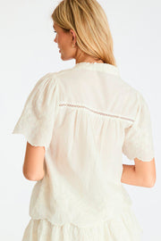 Micheline Emb Blouse | Off White | Bluse fra Neo Noir