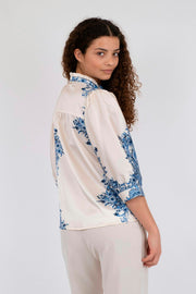 Roselle Paisley Border Blouse | Bright Blue | Bluse fra Neo Noir