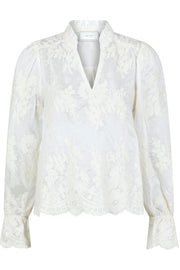 Amara Big Embroidery Blouse | Off White | Bluse fra Neo Noir