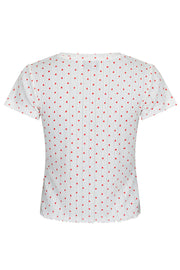 Lonnie Pointelle Heart Top 163045 | White | Bluse fra Neo Noir