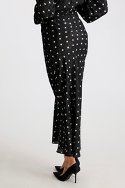 Lola Retro Dot Long Skirt | Black | Nederdel fra Neo Noir