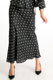 Lola Retro Dot Long Skirt | Black | Nederdel fra Neo Noir