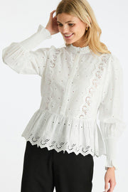 Maviana Emb Blouse | White | Bluse fra Neo Noir