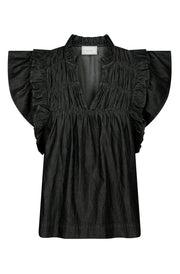 Jayla Denim Top | Black | Bluse fra Neo Noir