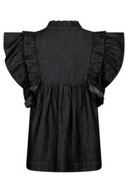 Jayla Denim Top | Black | Bluse fra Neo Noir