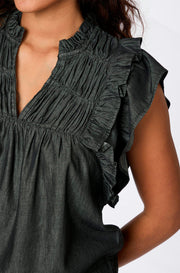 Jayla Denim Top | Black | Bluse fra Neo Noir