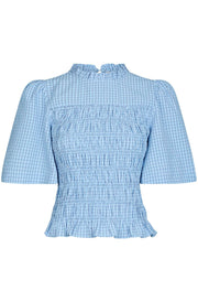 Possini Check Smock Blouse | Light Blue | Bluse fra Neo Noir