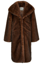 Stephanie Faux Fur Long Jacket | Brown | Jakke fra Neo Noir