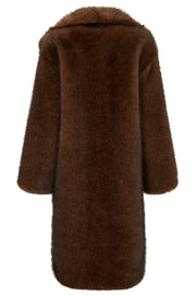 Stephanie Faux Fur Long Jacket | Brown | Jakke fra Neo Noir