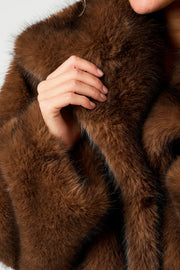 Stephanie Faux Fur Long Jacket | Brown | Jakke fra Neo Noir
