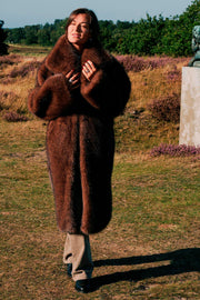Stephanie Faux Fur Long Jacket | Brown | Jakke fra Neo Noir