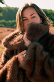 Stephanie Faux Fur Long Jacket | Brown | Jakke fra Neo Noir