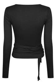 Nia Jersey Wickelbluse | Schwarz | Athleisure von Neo Noir