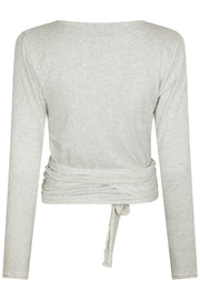 Nia Jersey Wickelbluse | Hellgrau Melange | Athleisure von Neo Noir