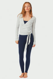 Nia Jersey Wickelbluse | Hellgrau Melange | Athleisure von Neo Noir