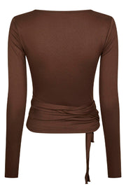 Nia Jersey Wickelbluse | Schokoladenbraun | Athleisure von Neo Noir