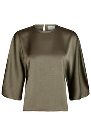 Liora Heavy Sateen Blouse | Cold Army | Bluse fra Neo Noir