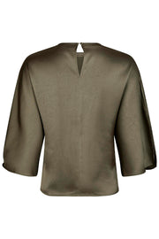 Liora Heavy Sateen Blouse | Cold Army | Bluse fra Neo Noir