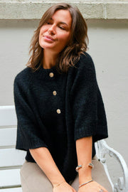 Benuta Fluffy Knit Cardigan | Black | Strik fra Neo Noir