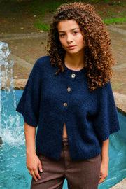 Benuta Fluffy Knit Cardigan | Navy | Strik fra Neo Noir
