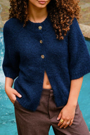 Benuta Fluffy Knit Cardigan | Navy | Strik fra Neo Noir