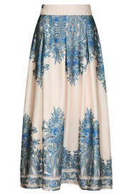 Lenni Paisley Border Skirt | Ash Blue | Nederdel fra Neo Noir