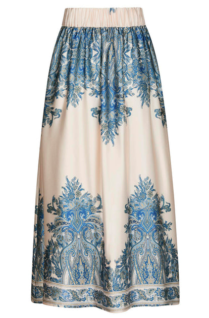 Neo Noir Nederdel 166205 Lenni Paisley Border Skirt (Blå) – Lisen.dk