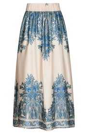 Lenni Paisley Border Skirt | Ash Blue | Nederdel fra Neo Noir