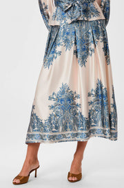 Lenni Paisley Border Skirt | Ash Blue | Nederdel fra Neo Noir