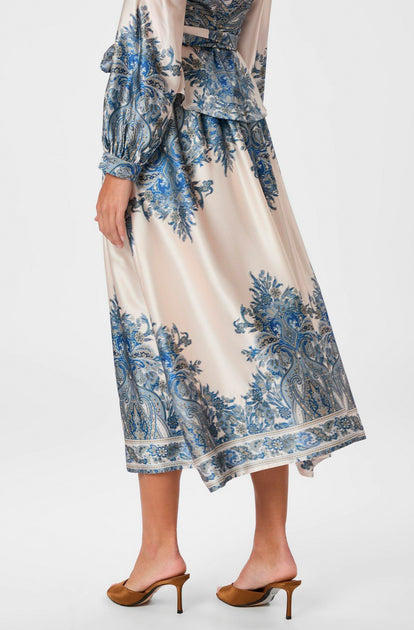 Neo Noir Nederdel 166205 Lenni Paisley Border Skirt (Blå) – Lisen.dk